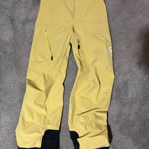 Men's Yellow Cargo Snow Pants with Zip Pockets